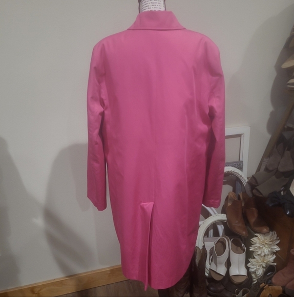 Jones New York Women SZ Lg VERY Pink lined Trench Coat Career Preppy color pop - Picture 5 of 11
